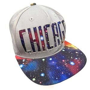 KB Ethos Chicago Galaxy Snapback Hat Gray Flat Bill Streetwear Hip Hop Y2K